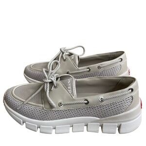 Hunter sasa Original Mesh Boat Shoe Sneakers Beige White Womens Size 9M EUC